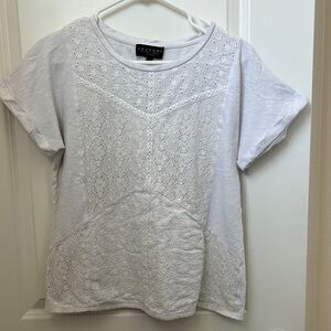 Laundry By Shelli Segal Women's Short Sleeve Lace Tee - White (M)